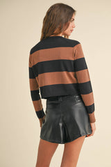 Striped Lurex Knit Cropped Sweater