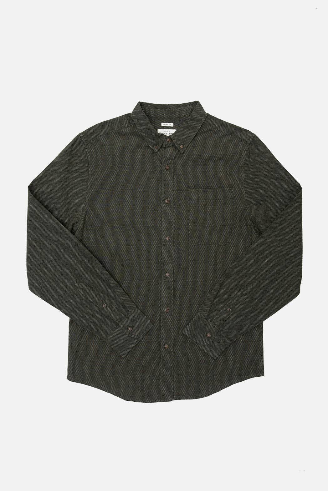 Sutton Slim Shirt / Dark Olive Dobby