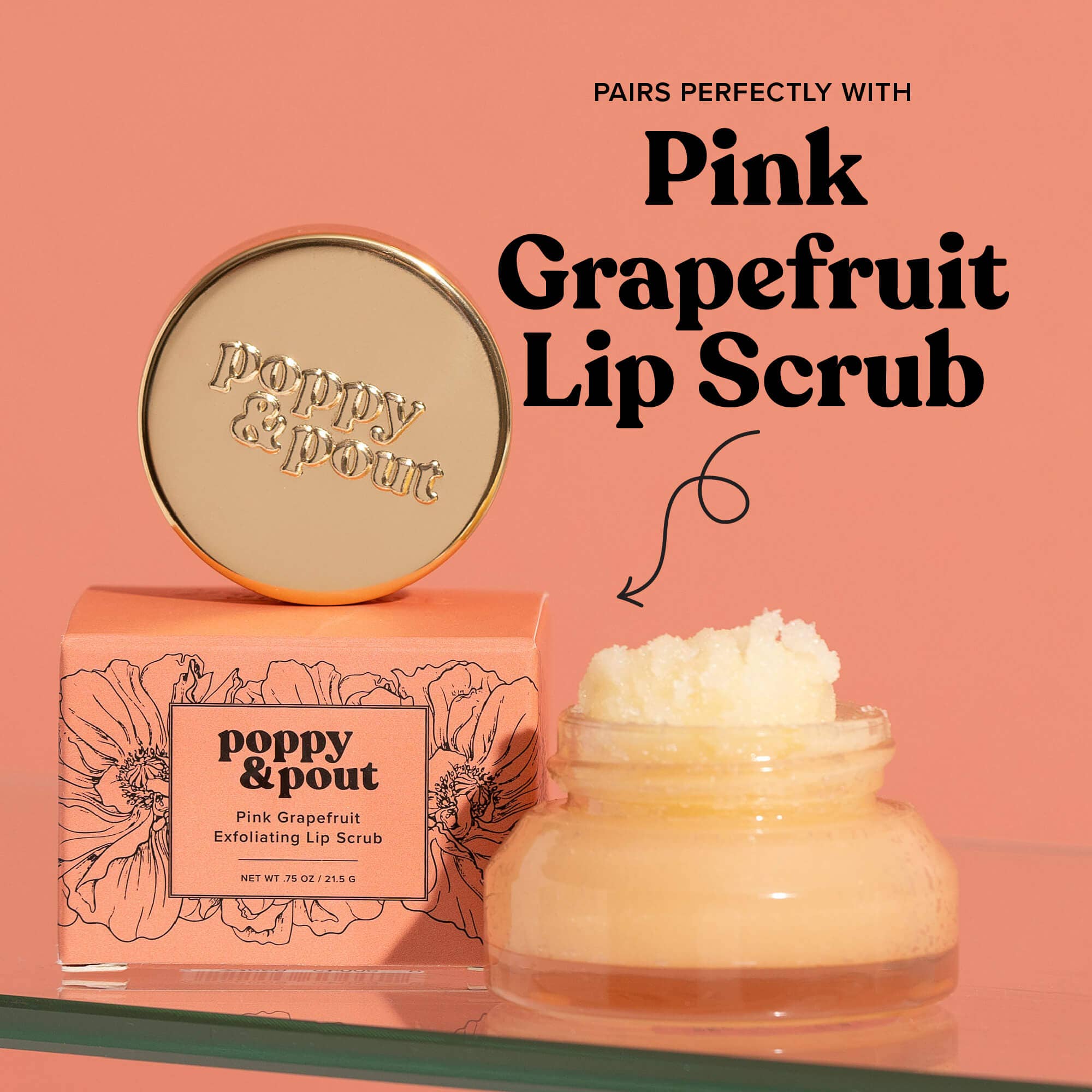 Poppy & Pout Lip Balm, Pink Grapefruit