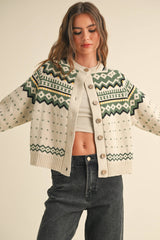 Molly Multi Pattern Button Front Cardigan Sweater