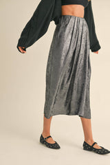 Mia Metallic Pleated Skirt in Bronze