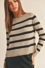 Heidi Striped Sweater Coffee/Black