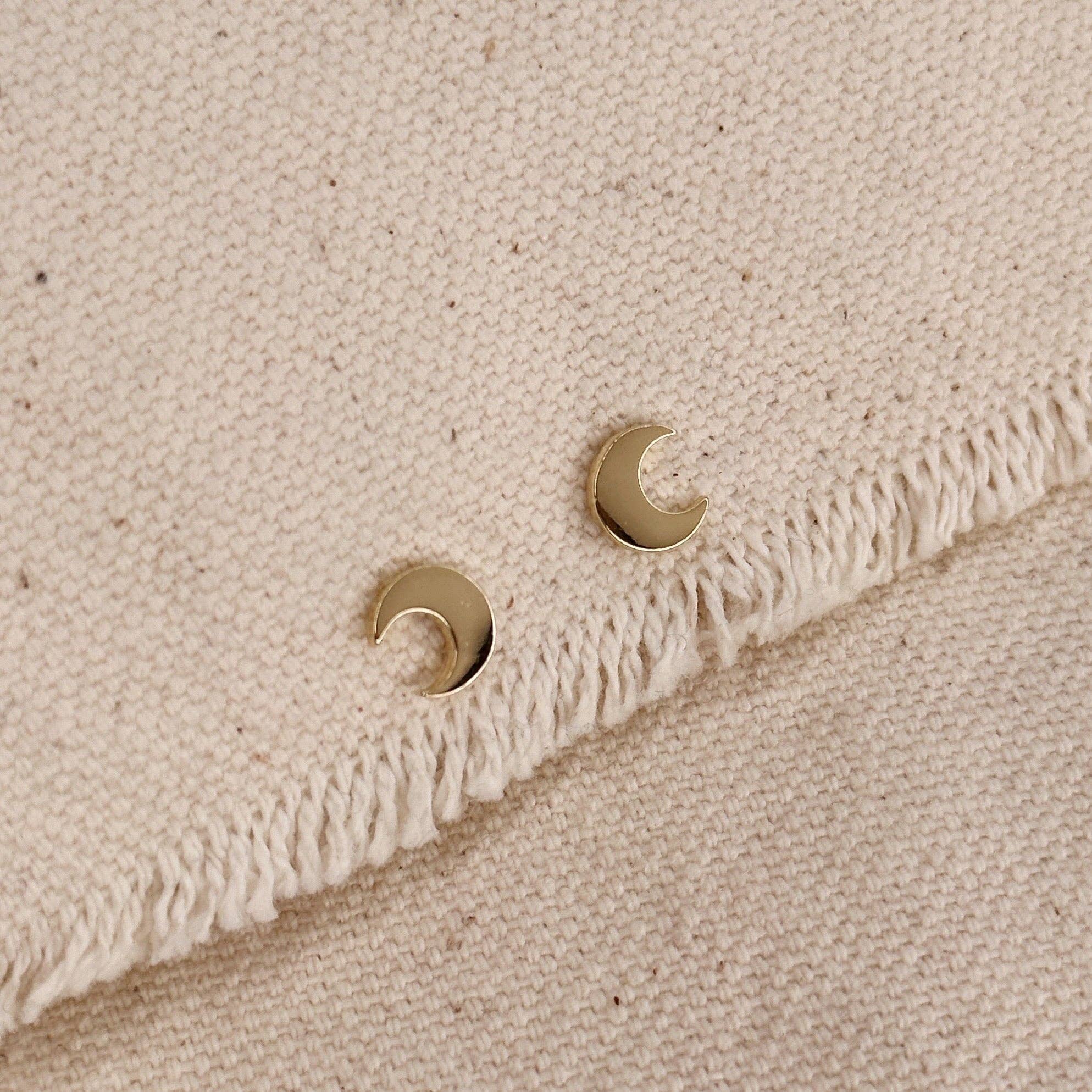 Mini Crescent Moon Stud Earrings