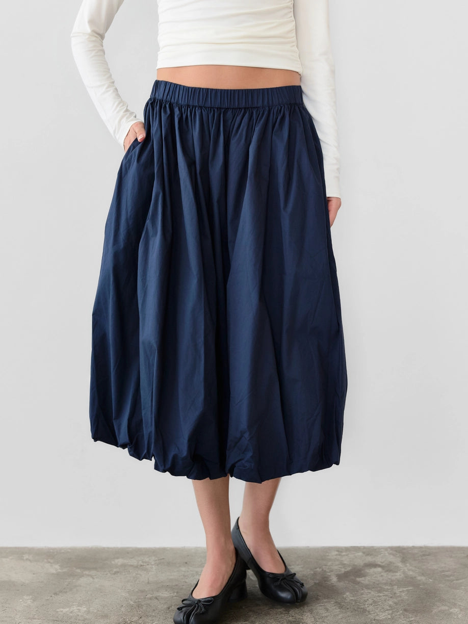 The Bella Midi Bubble Skirt in Navy