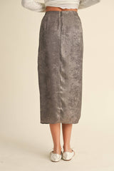 Mia Metallic Pleated Skirt in Bronze