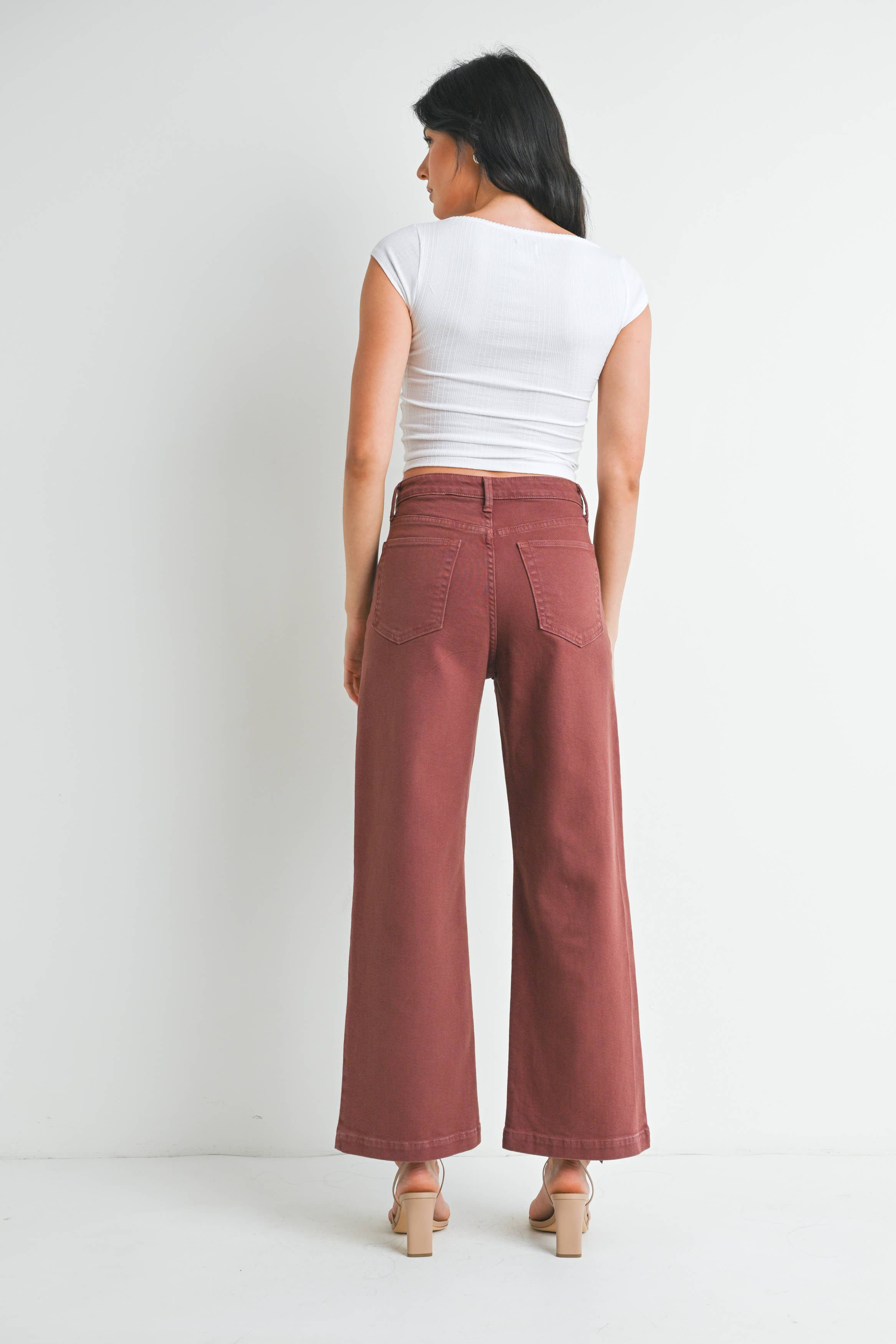 Crimson Patch Pocket Wide Leg