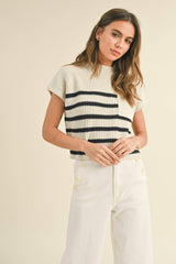 Selena Striped Black and White S/S Sweater