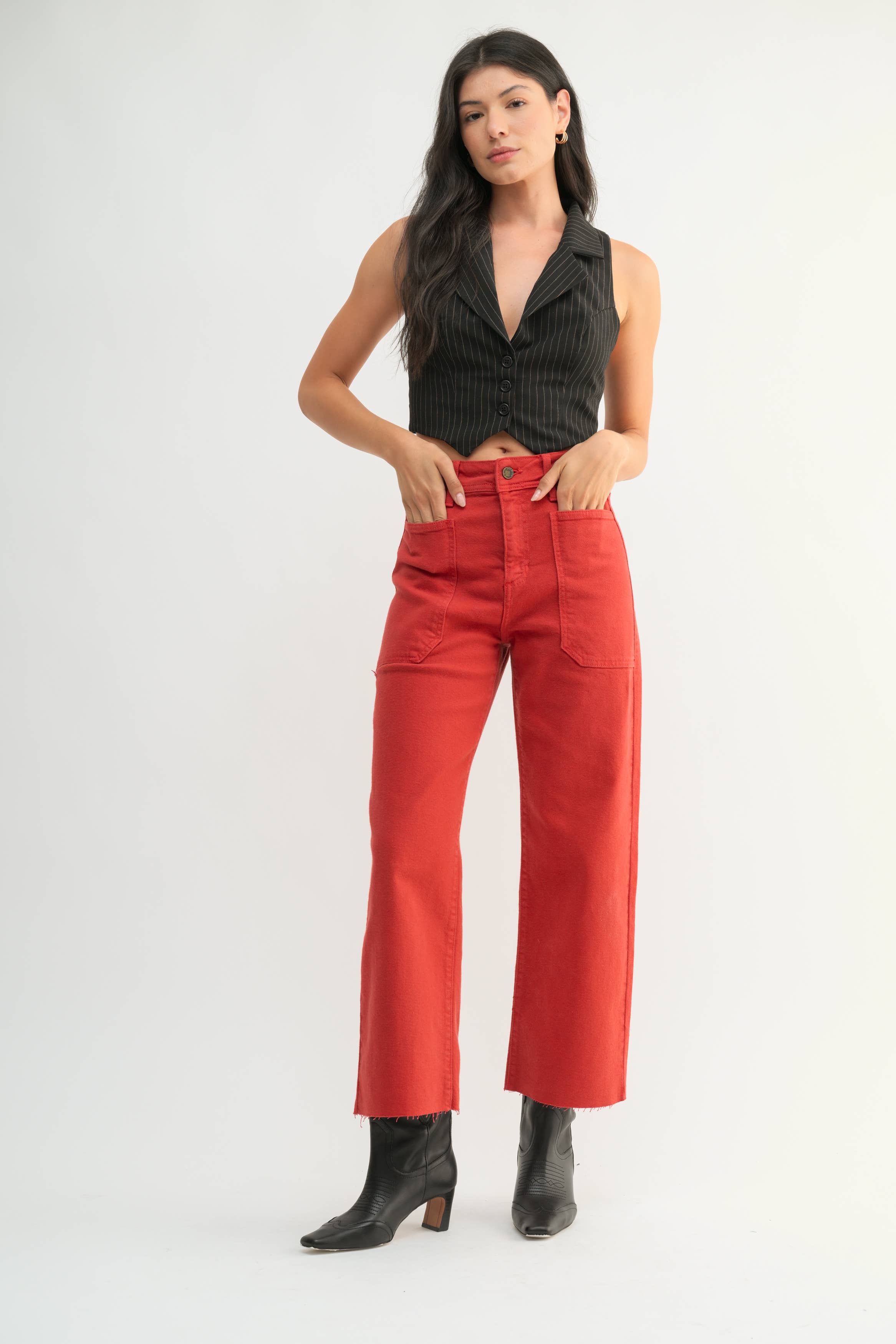 Cranberry High Rise Utility Wide Leg