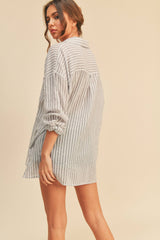 Aline Button Down in Beige or Grey