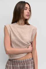 The Liza Relaxed Knitted Vest in Sand