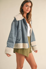 Sherpa Contrast Denim Jacket