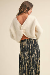 Twisted Reversible Sweater in Ivory