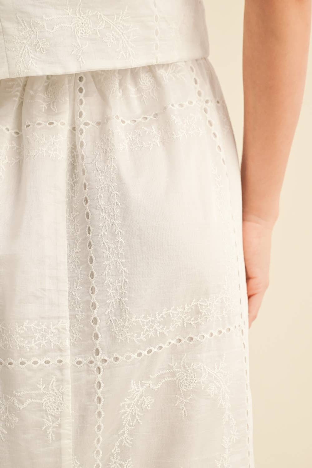 Eyelet Cotton Midi Skirt