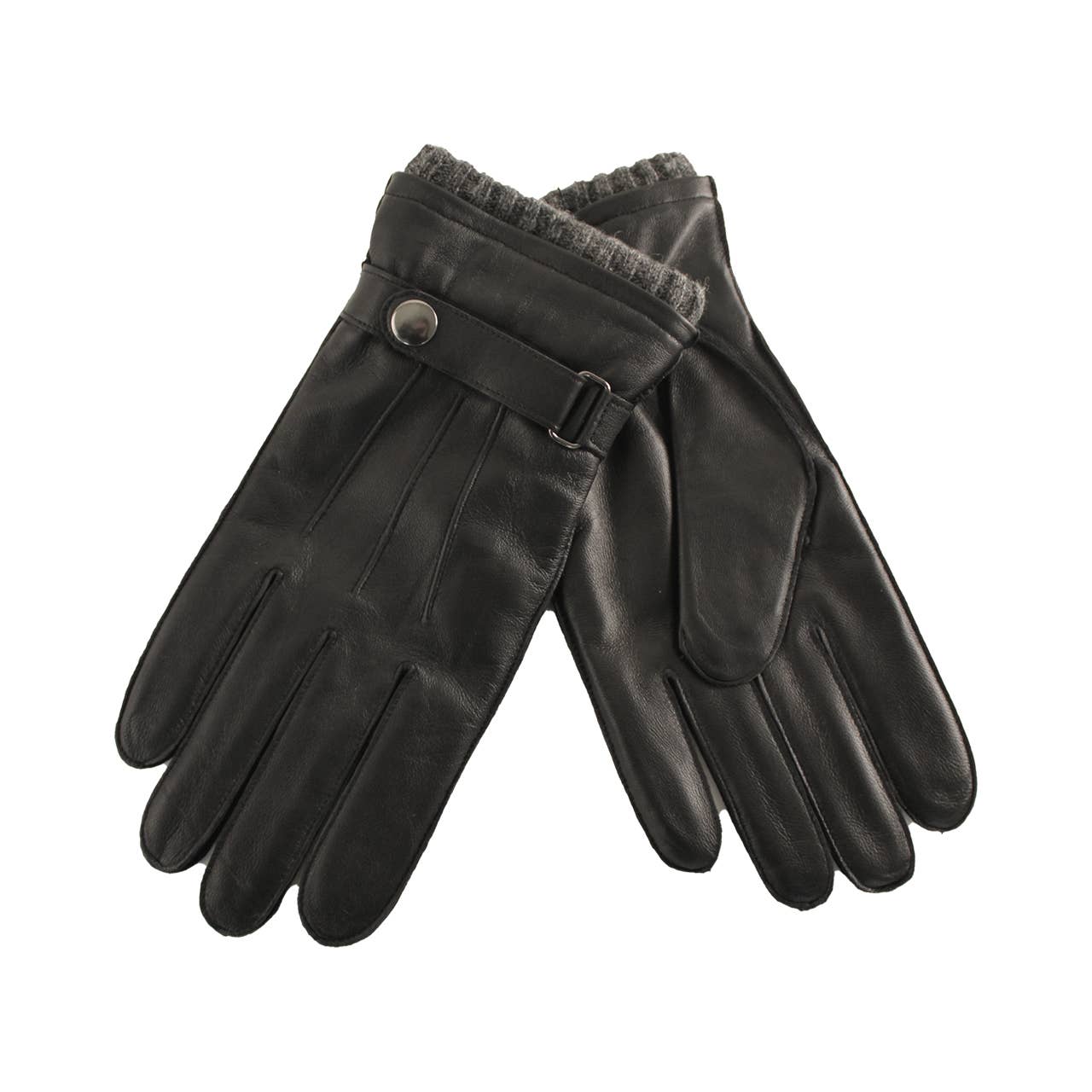 Smooth leather gloves with wool lining for men