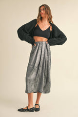 Mia Metallic Pleated Skirt in Bronze