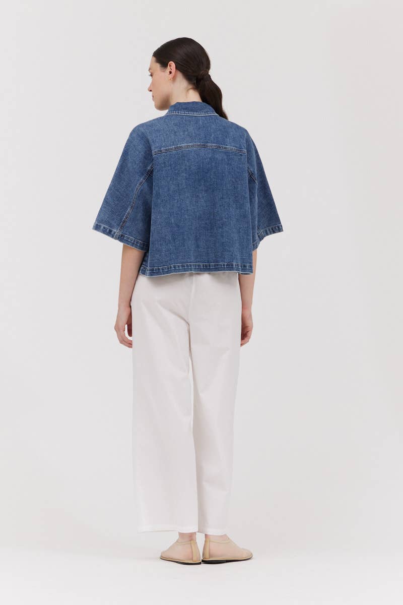 Oona Oversized Denim S/S Buttondown Top