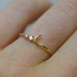 Solid Gold Diamond Fly Me To the Moon Ring