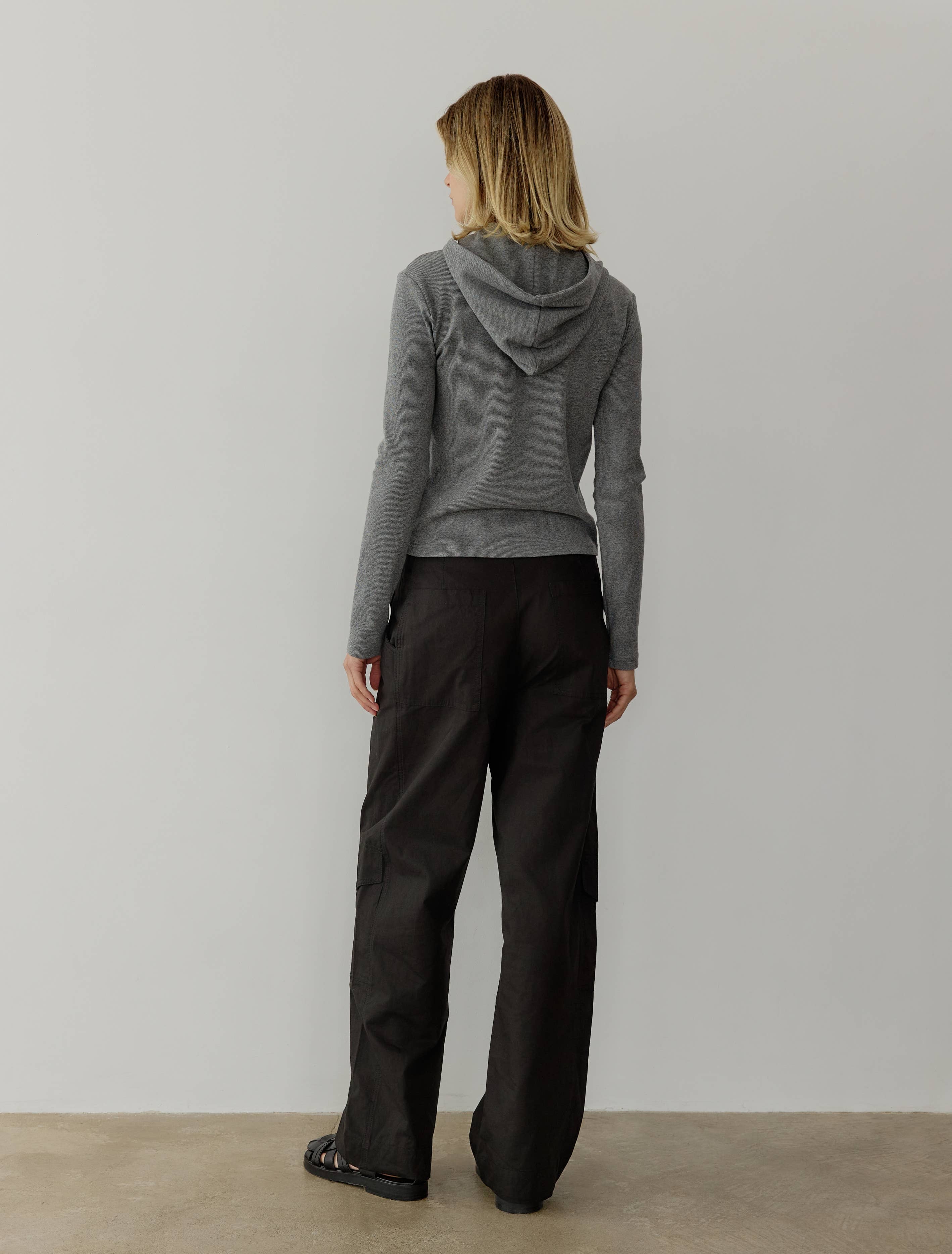 The Lex Sweater Ribbed Zip-Up Sweater in Grey or Black