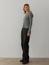 The Lex Sweater Ribbed Zip-Up Sweater in Grey or Black