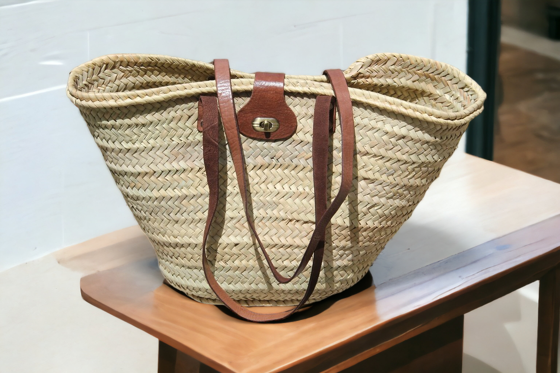 Straw Basket with Clasp