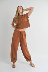 Knit Bottom Sweater Pants in Stone or Toffee