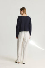 The Gia Relaxed Boat Neck Long Sleeve Top