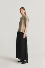 The Eileen Pleated Shoulder Top in Black or Taupe