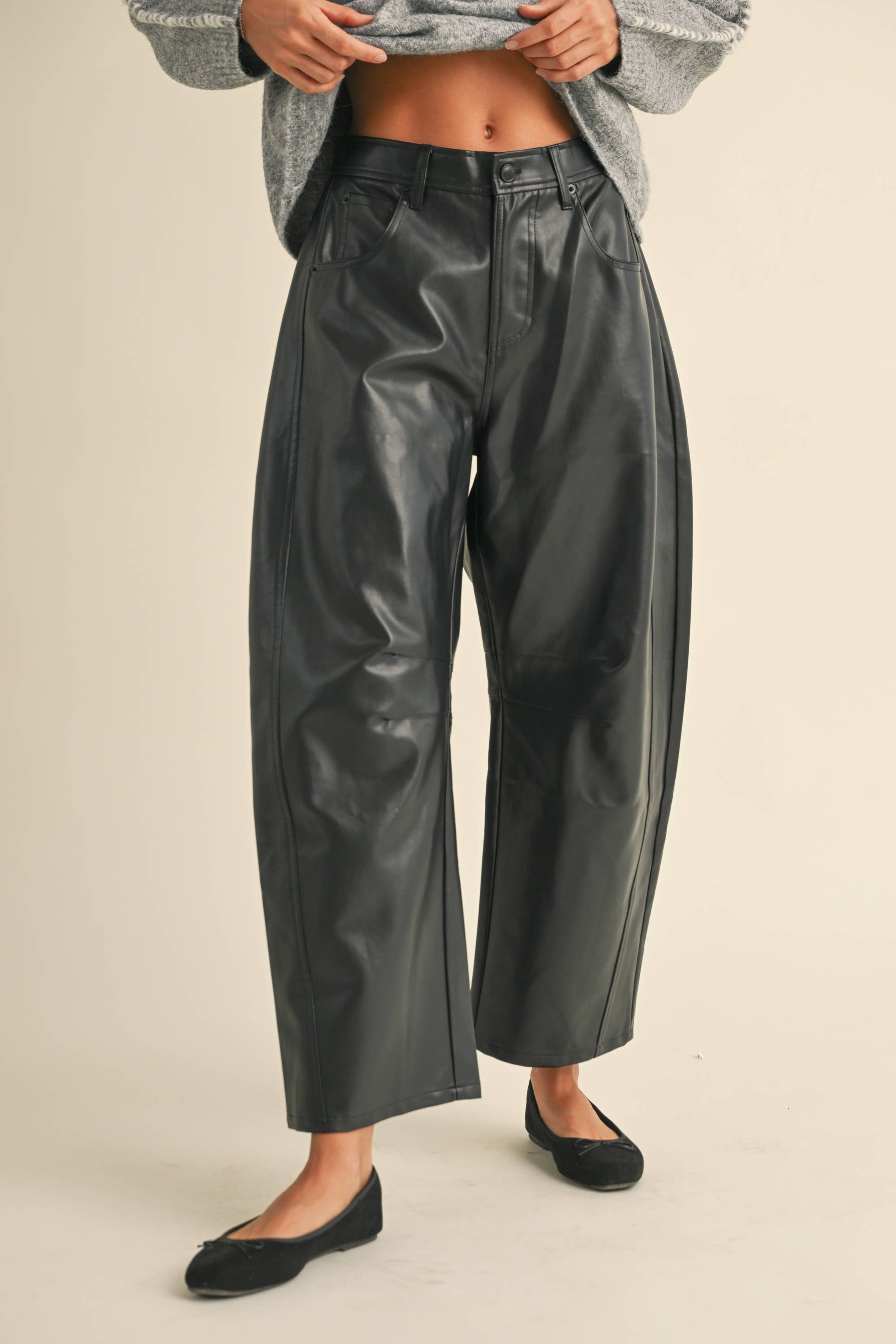 Theo Barrel Pleather  Pants