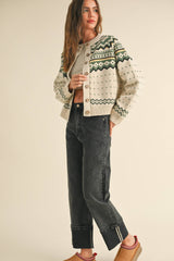 Molly Multi Pattern Button Front Cardigan Sweater