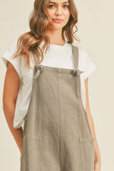 Linen Short Overall Dark Greige