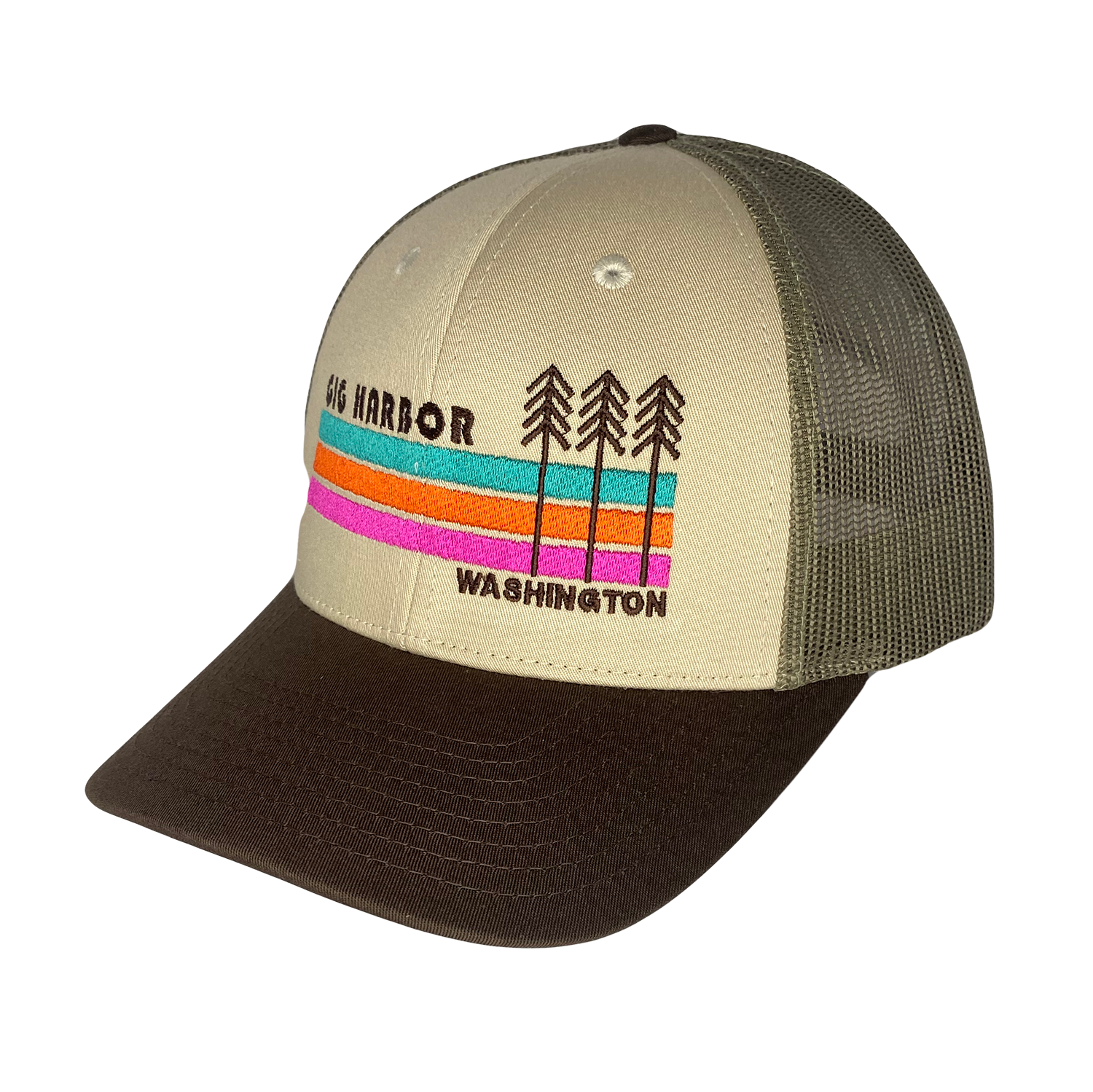 The Berkshires MA Stripes and Trees Trucker Hat