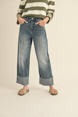 Bella Straight Legged Cuffed Denim Jeans