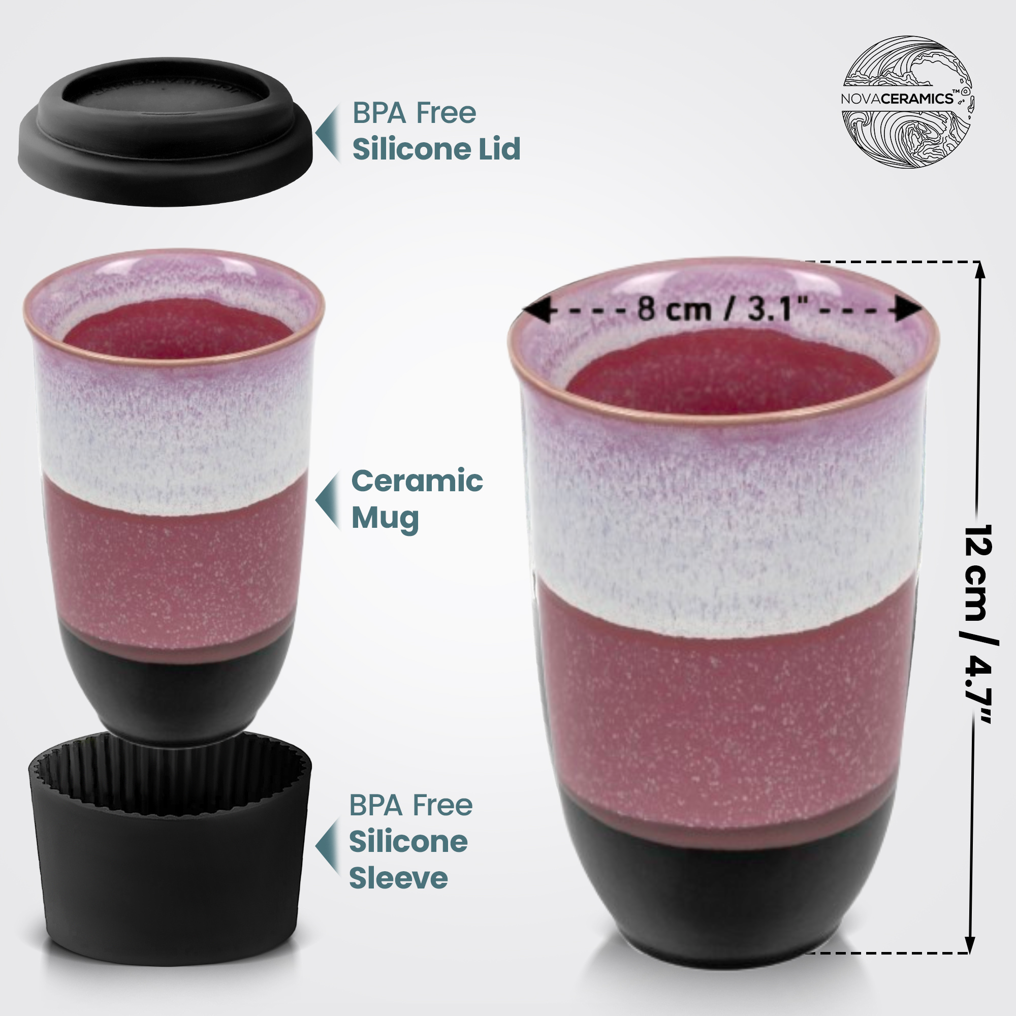 Nova Ceramics - Eclipse Cup (Includes Lid & Band)