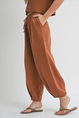 Knit Bottom Sweater Pants in Stone or Toffee