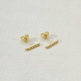 18k Gold Filled Beaded Bar Studs