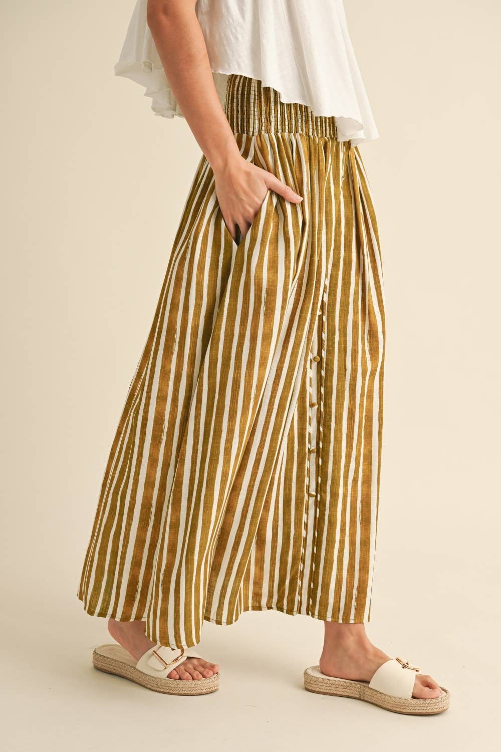 Leah Lemongrass Striped Skirt