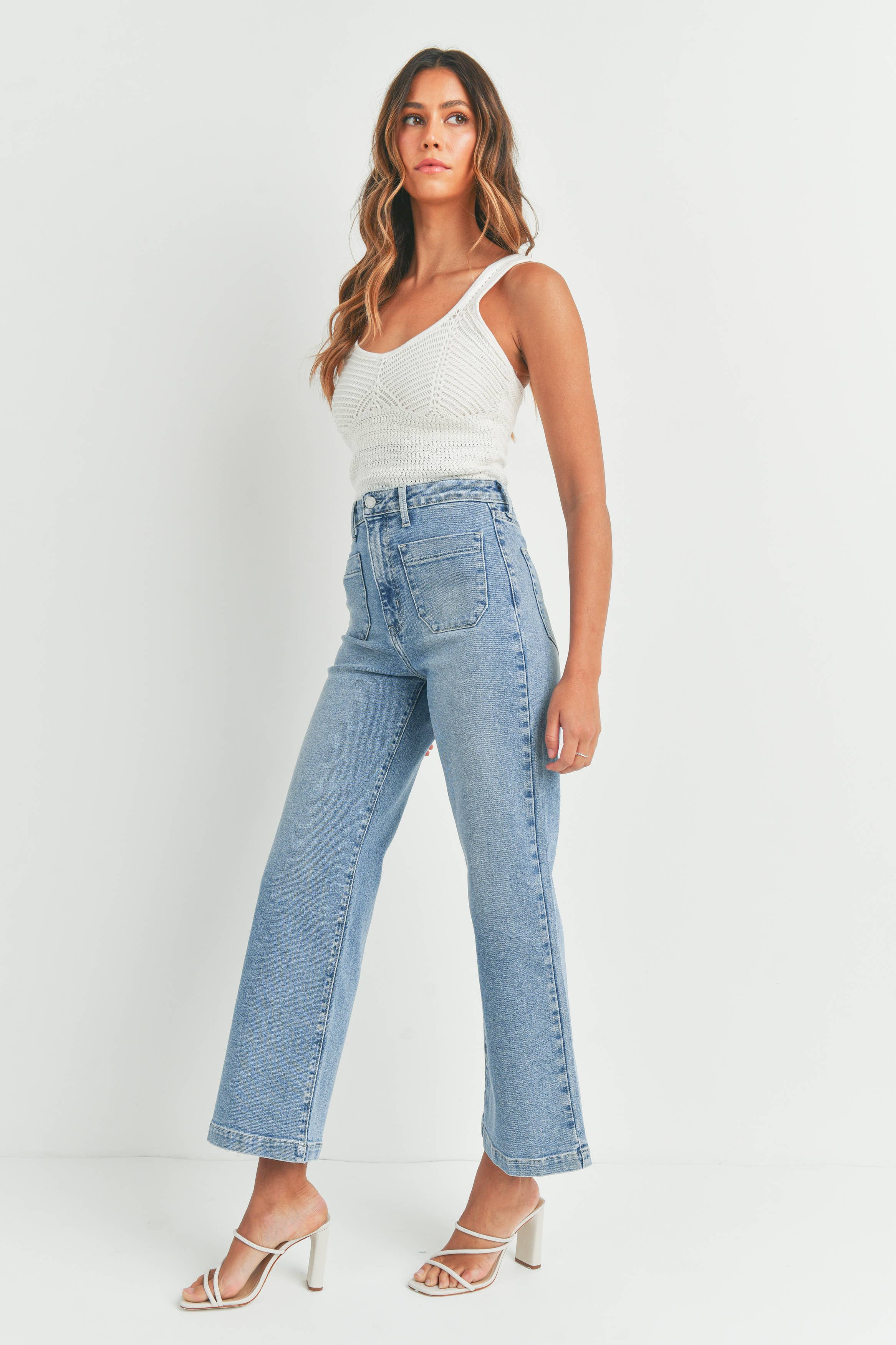 Patch Pocket Wide Leg Light Denim JBD