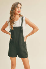 Linen Short Overall Black