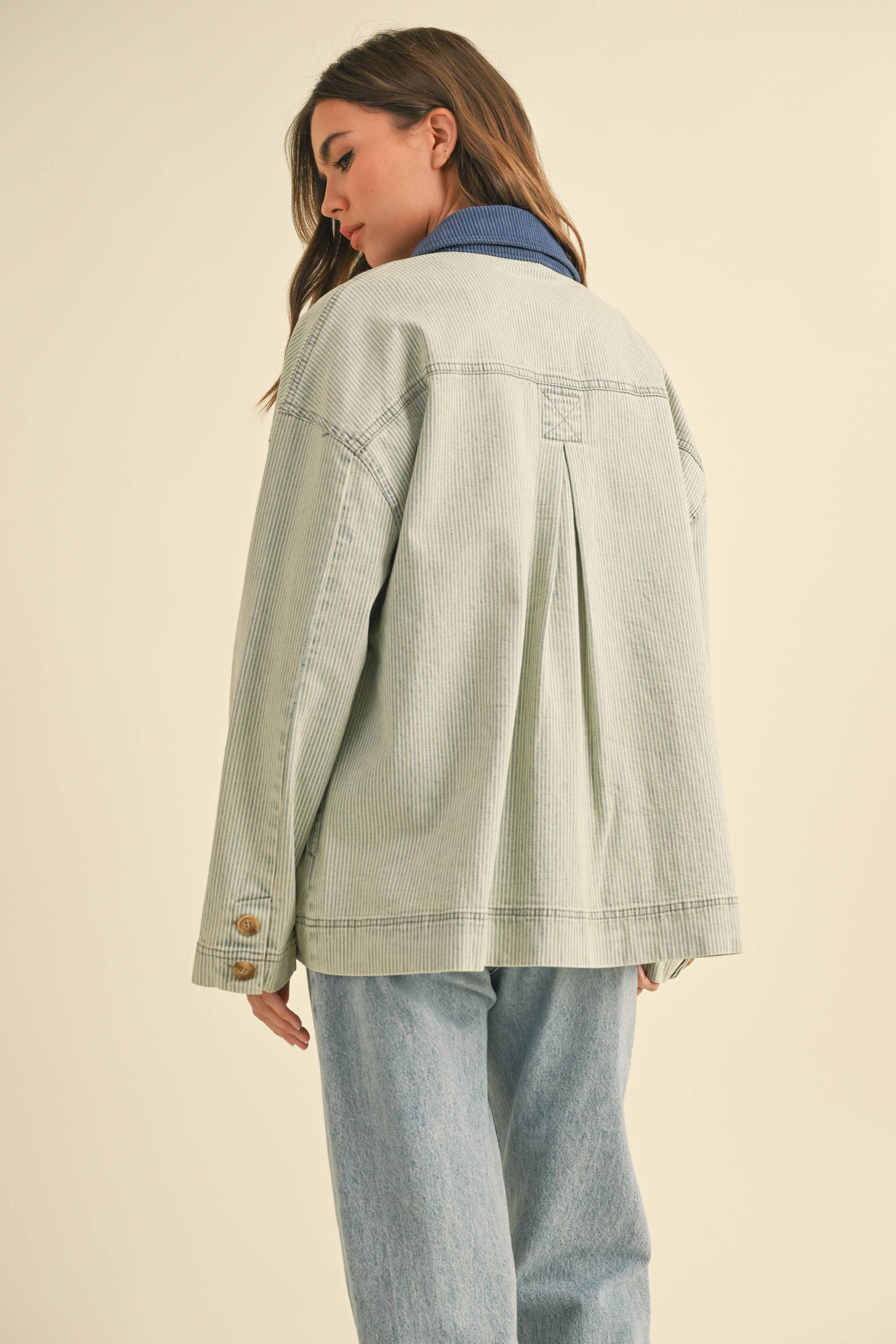 Barn Jacket in Blue with Cord Collar