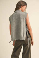 Tied Up Sweater Vest In Gray