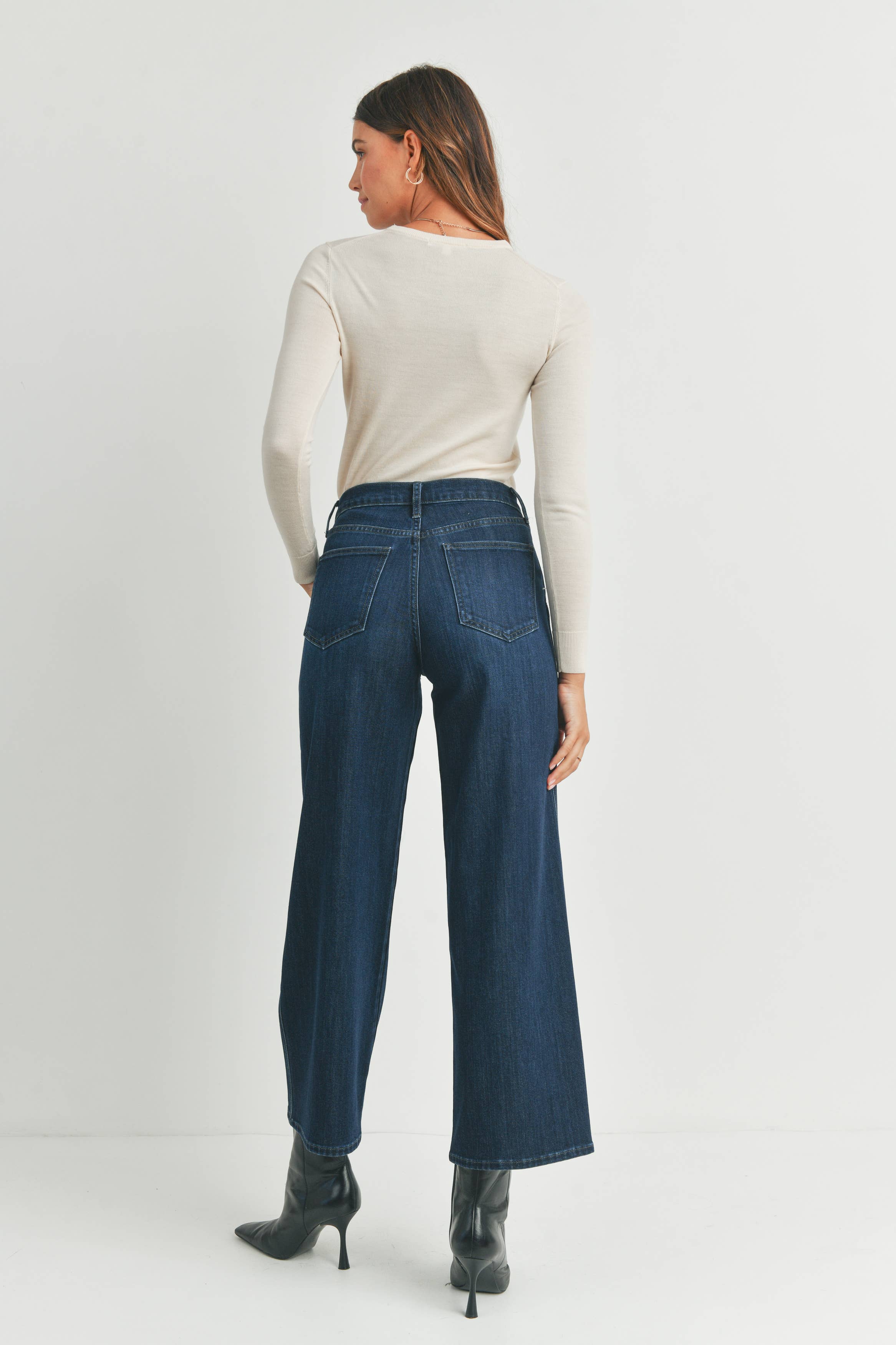 Dark Seamed Utility Straight Jeans