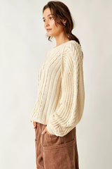 Free People Frankie Cable Ivory Sweater