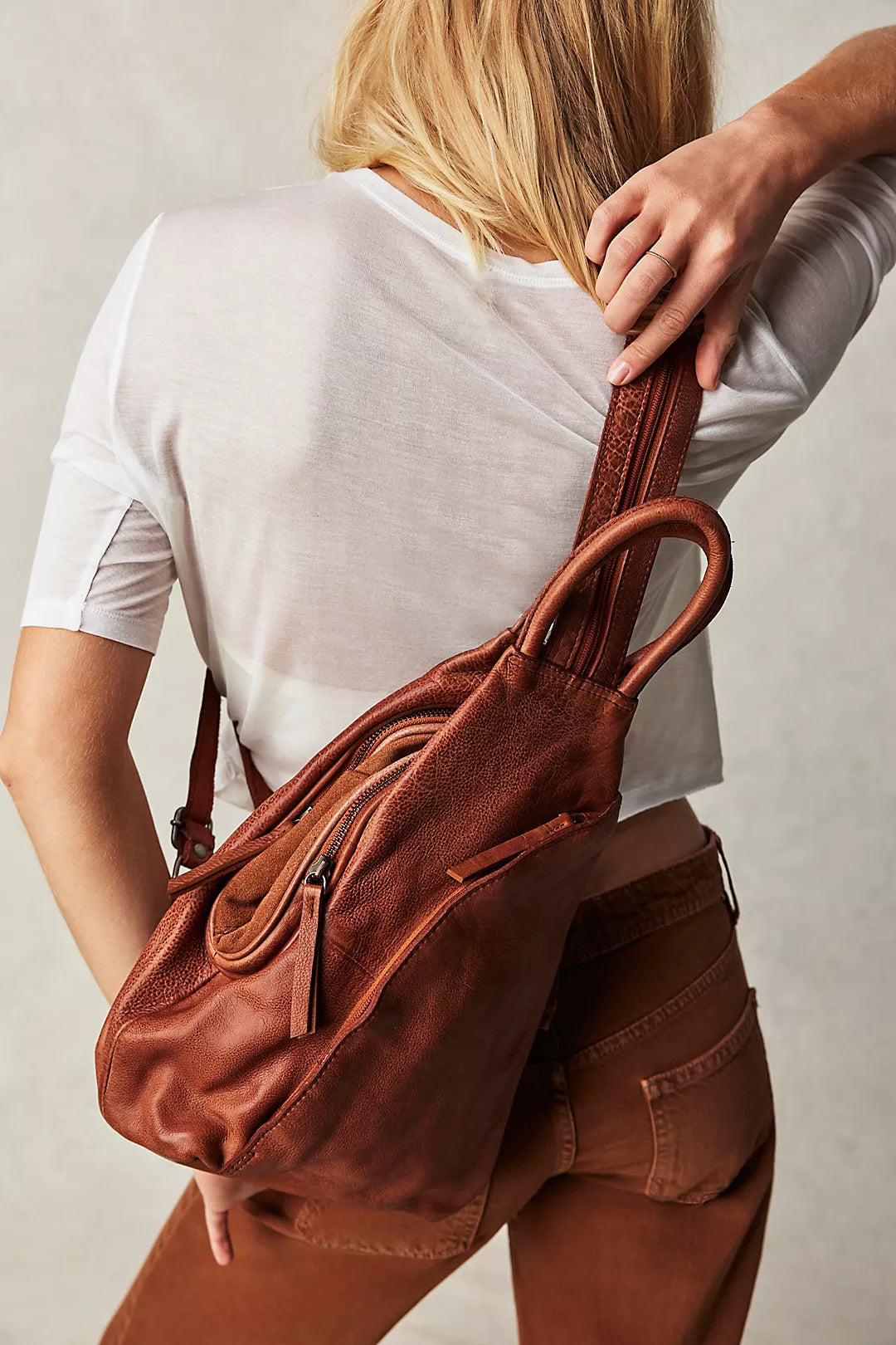 Free People Leather Soho Convertible Bag in Distressed Brown