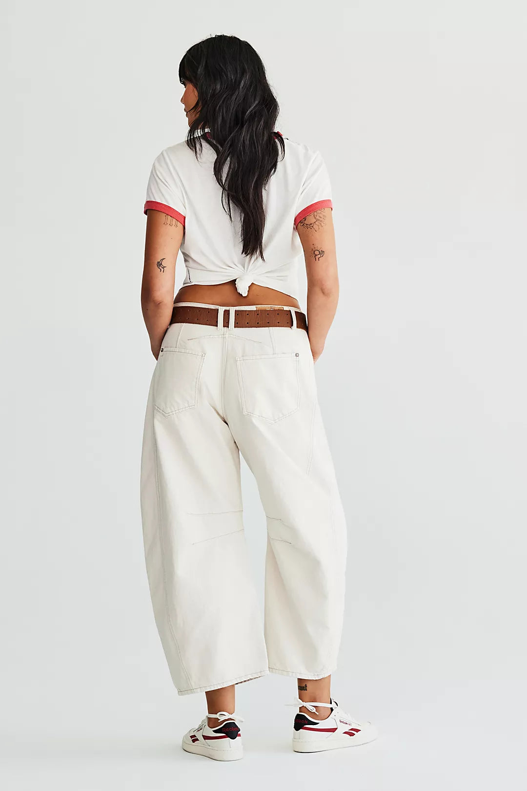 Free People Barrel Jeans in Cream