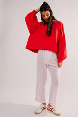 Free People Trish Sweatshirt in Crimson