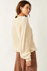 Free People Frankie Cable Ivory Sweater