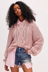 Free People Misty Rose Cable Sweater