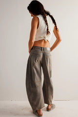 Free People Archive Grey Barrel Jeans