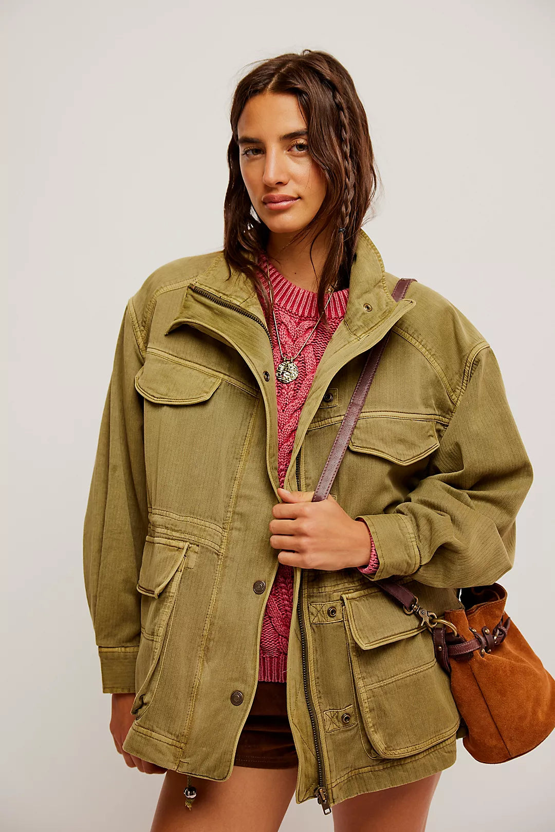 Free People Utility Jacket in Army