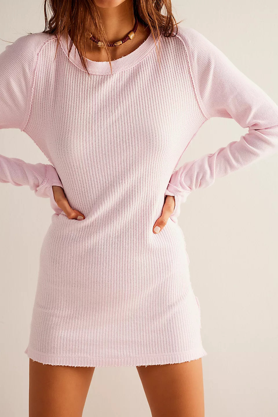 Free People Honey B L/S Thermal in Black or Pale Pink